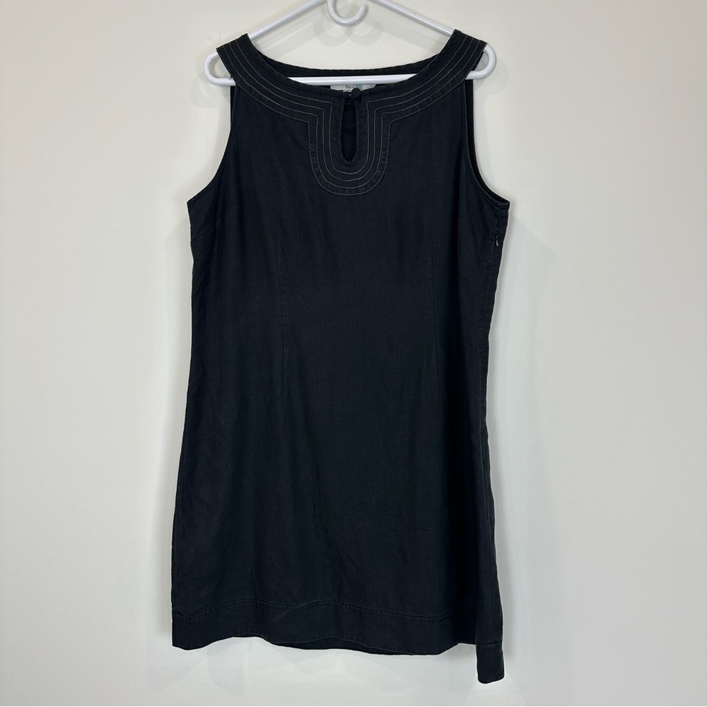 Boden Black Linen Sheath Dress Knee Length Size 12